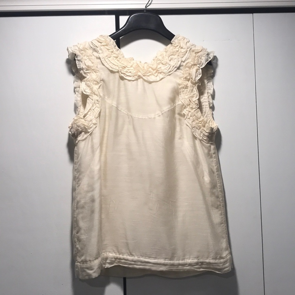 French Connection cream ruffle shell - 8